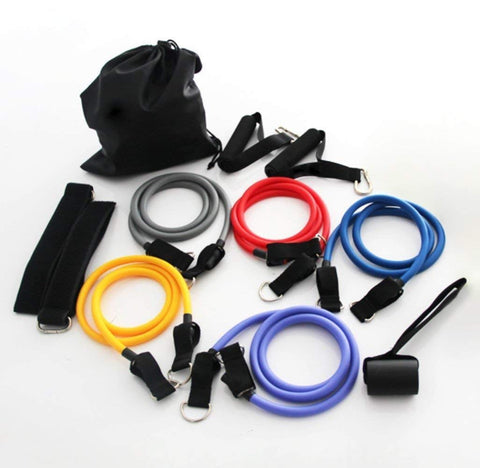11 Pcs Tube Resistance Bands Set, Door Anchor Attachment, Foam Handle, Ankle Straps, Resistance Exercise Bands, Exercise Tube Bands for Body Shaping, Training