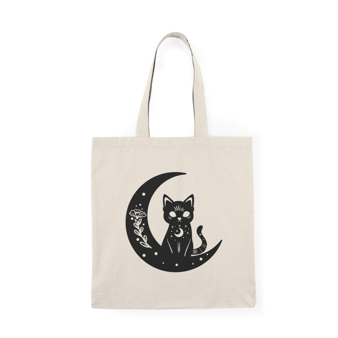 Tote Bag Canvas Zipper Bag Halloween-cute Black-Cat Tote-243 With Zippe