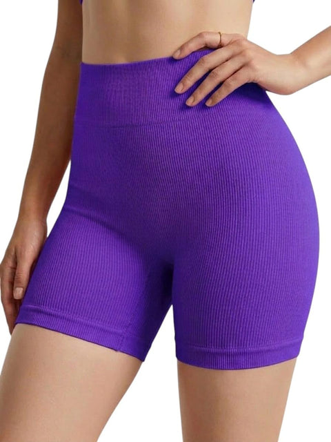 MEZA Women's Power Ribbed Shorts High Waist Body Shaper Shorts High Stretch Fabric One Size 50-90KG