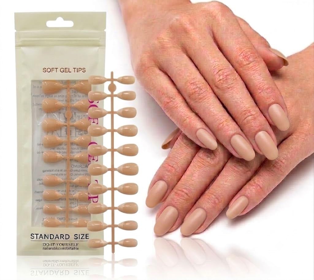 24pcs M Size Finished Design With UV Gel Press On Nails Coffin OVAL Shiny False Nails Full Cover Artificial Fake Nail Art Tips- Comes With 1 SHEET DOUBLE FACE (5F)