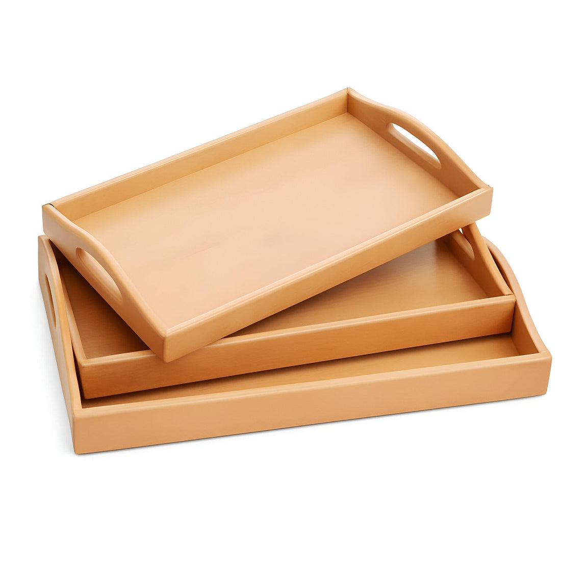 Serving Tray Trio - A stylish trio of wooden serving trays designed to streamline entertaining; durable build, comfortable handles, and three sizes to cover small desserts, drinks, or hors d'oeuvres.