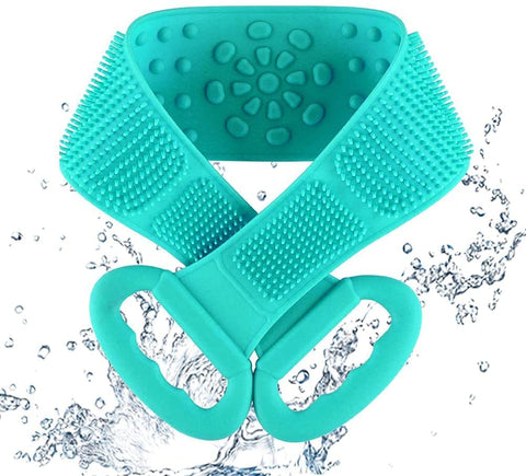 31.5 Inch Back Scrubber For Shower, Durable Silicone Exfoliating Body Scrubber,Cleaner Than Loofah Body In The Shower,Suitable for All Kinds of Skin Cleaning Women Men For Use In Shower Brush(Green)