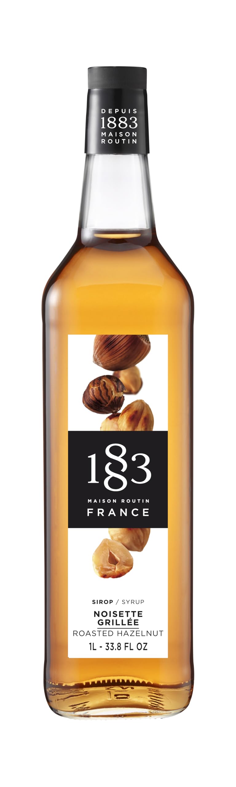 1883 MAISON ROUTIN FRANCE, Roasted Hazelnut Syrup, Glass Bottle, 1 Liter, Made in France