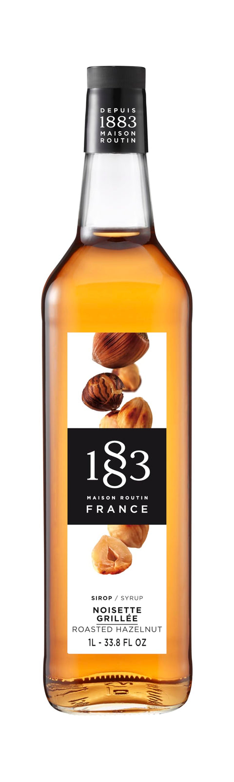 1883 MAISON ROUTIN FRANCE, Roasted Hazelnut Syrup, Glass Bottle, 1 Liter, Made in France