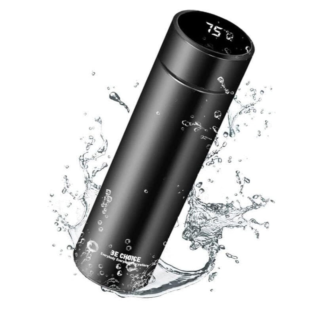 Flask smart temperature display baby kids water bottle insulated thermal digital thermo stainless steel vacuum drink flasks warmer hot & cold drink bottles coffee tea travel mug 500ml led satin black