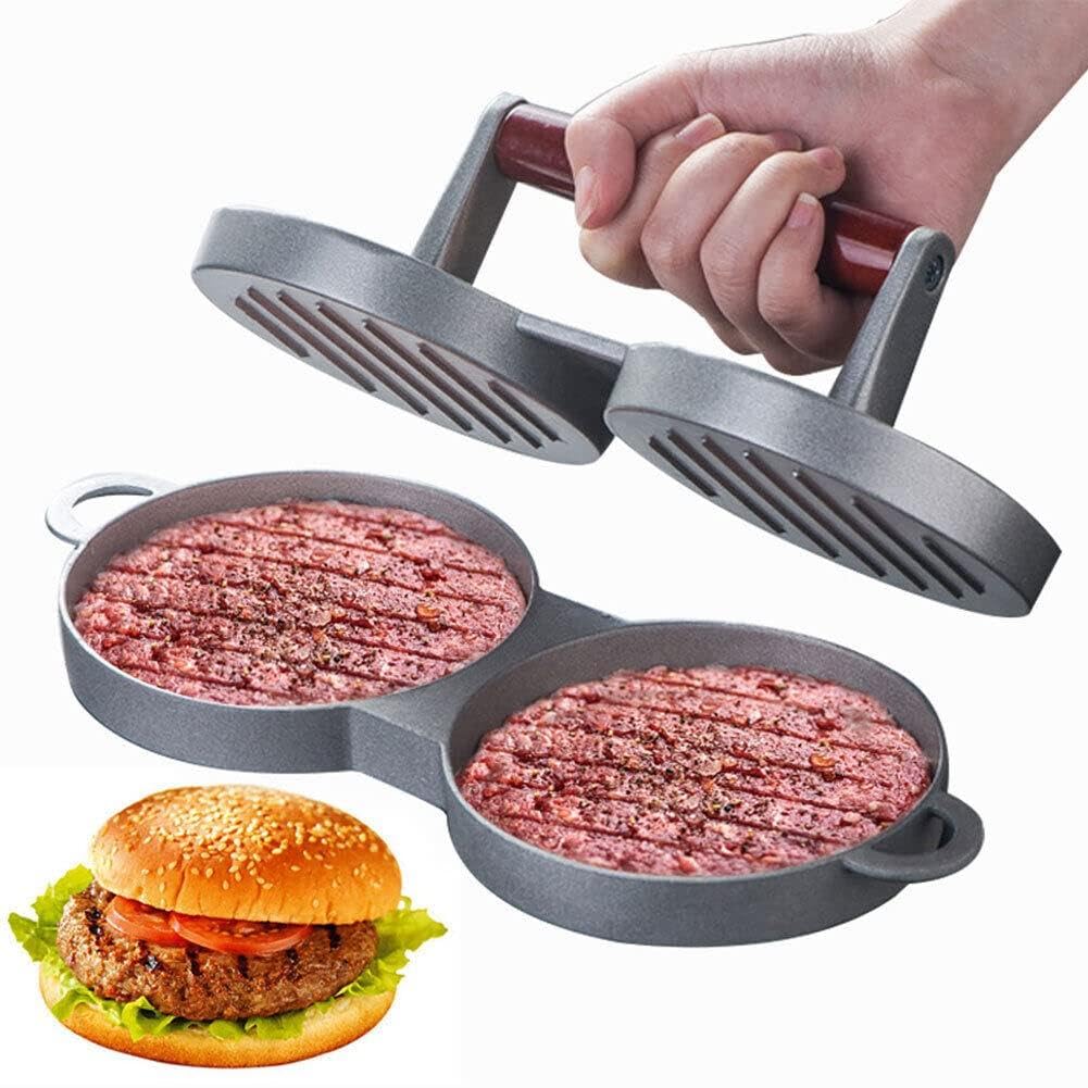 Turkey Burger - Safe aluminum meat press with double-sided molding capability and large non-stick base, designed with soft handle for comfort, ideal for creating healthy and delicious pattiesfrom turk