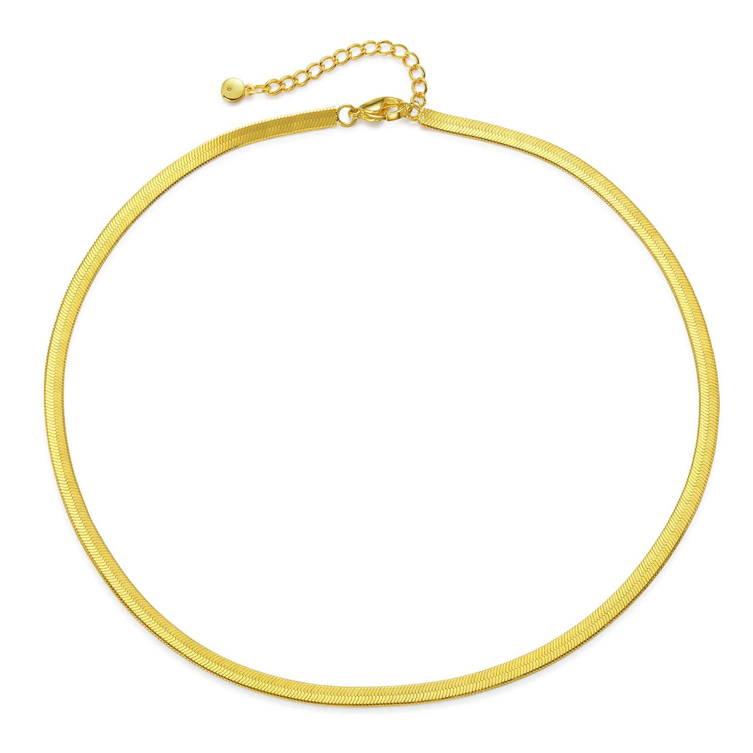 Women Gold Snake Chain Necklace Choker 4mm Flat Herringbone 18K Gold Filled Dainty Boho Simple Delicate Handmade Jewelry
