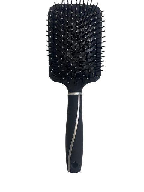 Bisha Pish-210-2474 Plastic Rectangular Cushion Paddle Hair Brush - Black