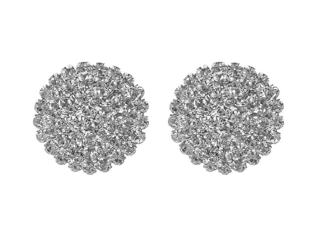 Women Small Round Diamond Earrings - Silver