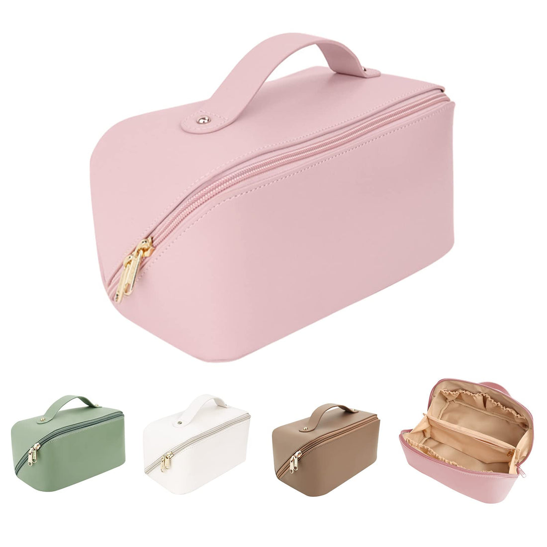 Women's Toiletry Bag, PU Waterproof Makeup Bag Travel Makeup Bag Cosmetics Organizer Toiletry Bag for Travel, Bathroom and Storage Case Travel Accessories, pink