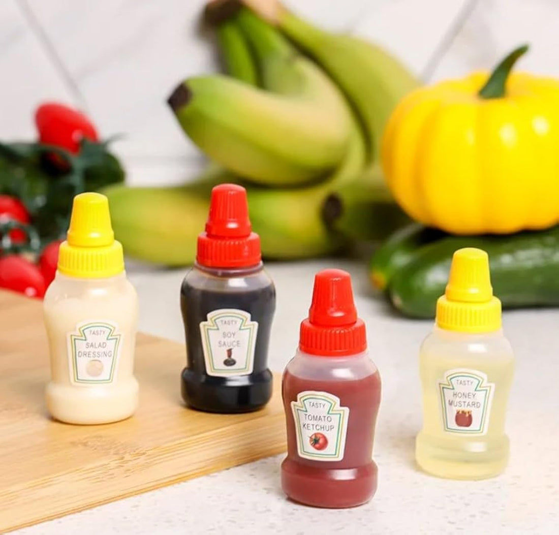Generic 2pcs Mini Condiment Squeeze Bottles, 25ml, Plastic, Reusable, Squeezable, Easy To Clean, Perfect for Lunchboxes, Salad Dressings, Sauces