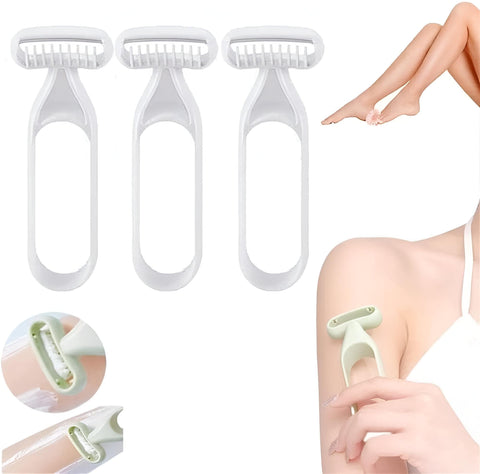 Ergonomic Manual Hair Removal Tool for Women - Pain Free Manual Hair Removal Tool for Ladies Armpit, Body, Legs - Suitable for All Skin Types - Beauty Hair Removal Razor (3 Blades)