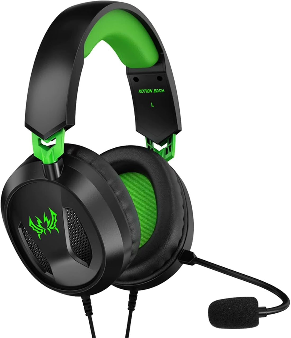 G3100 Gaming Headset Lightweight - Jack 3.5mm Wired - Fillable Noise reduction Microphone - Rotation Ear-Cups for PS5 - PS4 / PC/Mobile Laptop Tablet (green)