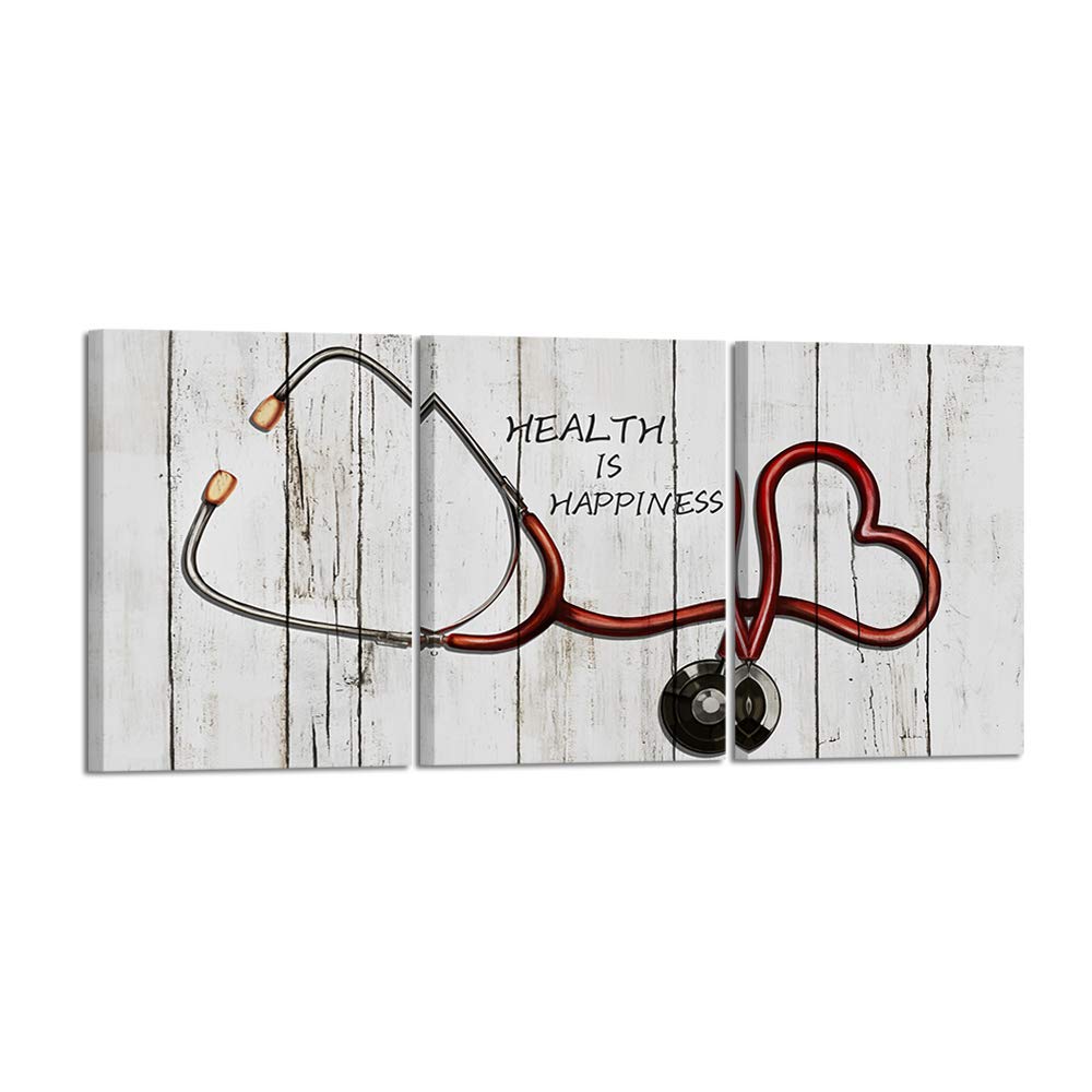 HOMEOART Canvas Wall Art Clinic Decor Medical Instrument Echometer Painting Health Quote Prints on Canvas Doctor Present Nurse Day Gift