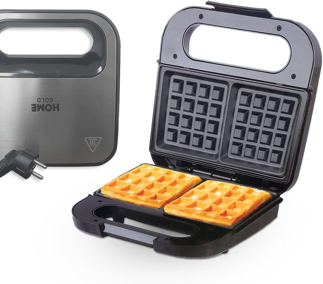 Waffle Maker, Non-Stick Coating, 800W High Power, LED Indicator, Double-Sided Heating, Easy to Clean, Compact Vertical Storage, Modern, Sleek, Black