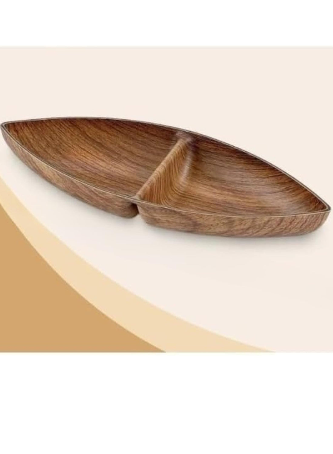 HAPPY HOME Wooden Serving Bowl with 2 Sections – Rustic Style Snack Organizer for Nuts, Sweets, Dried Fruits & Appetizers, Durable & Elegant Tableware