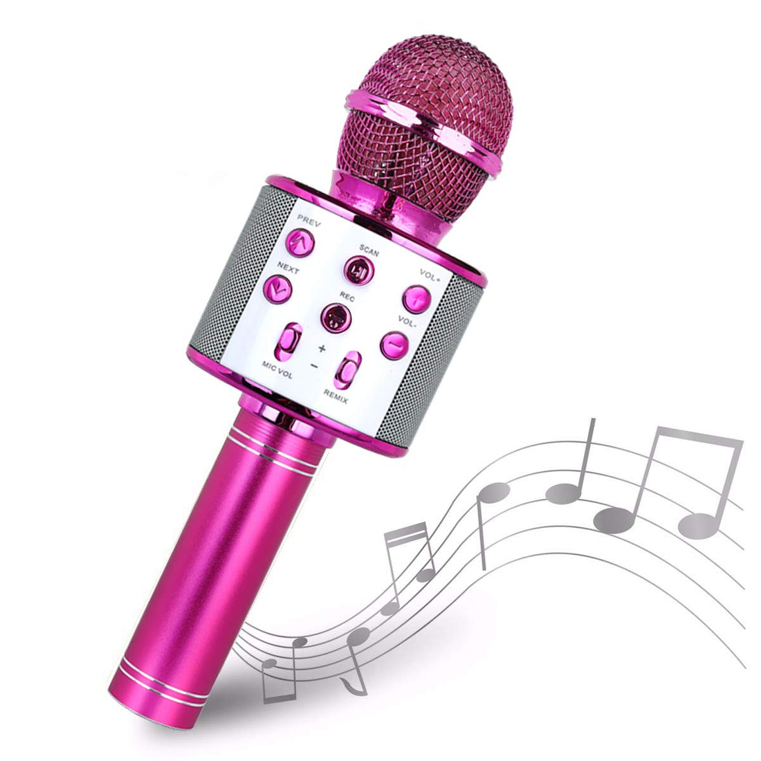 Madon Wireless Karaoke Microphone Bluetooth Handheld Speaker Home Party Player Christmas Birthday Gift for Kids (Pink)