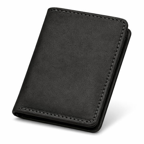 Motevia Men's Genuine Leather Wallet 10 * 7cm 5 Pockets Inside Card Wallet Small Size Slim Wallets by Motevia (Black)