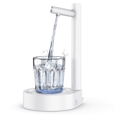 Excefore Water Dispenser for 5 Gallon Bottle, Smart Table Desktop Water Dispenser with 7 Level Quantitative, Universal 1~5 Gallon Bottle Pump, Type-C Charging for Home Office Camping Travel