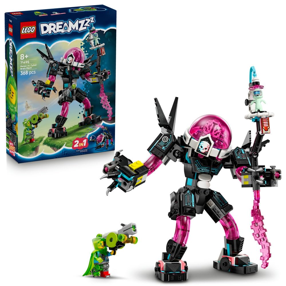 LEGO DREAMZzz 2in1 Mateo vs. Cyber Brain Mech - Modular Robot Toy for 8+ Year Old Boys & Girls - Rebuilds into a Scorpion Figure - incl. a Minifigure and a Dreamling - Creative Gift Idea 71495