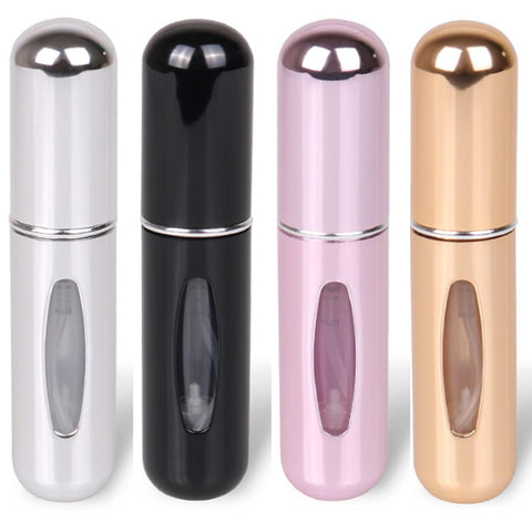 WYFCR Perfume Atomiser Refillable Bottles, 4 Pcs 5ml Mini Portable Spray Bottles Refillable Perfume Aftershave Atomiser Empty Travel Bottles for Purse Handbag Pocket Luggage