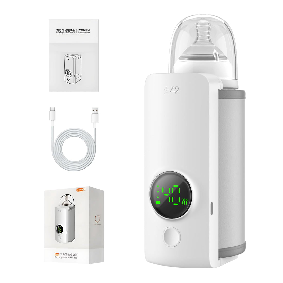 Portable Baby Bottle Warmer with LED Screen, Compact Design