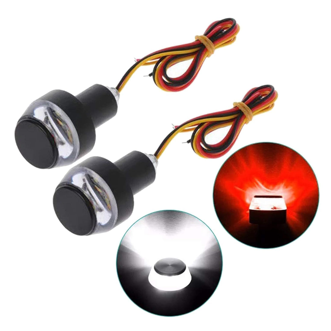 KaberMisr 2020 LED Side Plug Light Bicycle Bicycle Handlebar Turn Signals Alarm LED Light Bar Jadon Handle Lights (Red & White LED Light Signals)