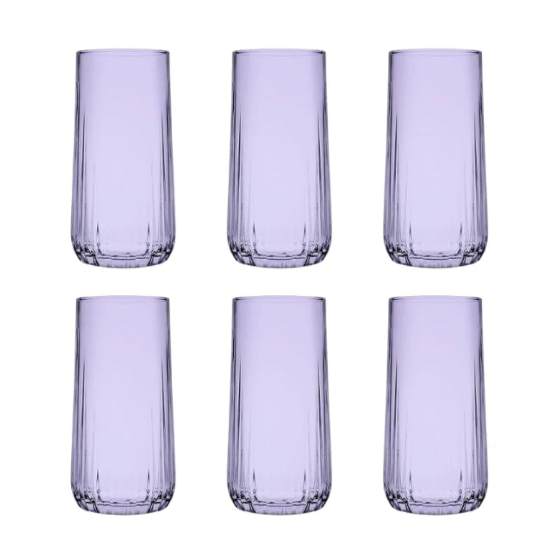 Pasabahce Nova Long Cup Set of 6 cups (360ml) For Cold Drinks and Water -Purple