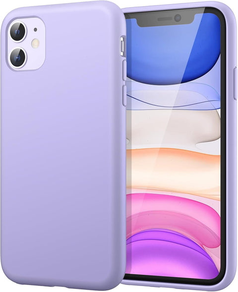 iPhone 11 (6.1) Soft Silicone Gel Rubber Shockproof Case Cover Matte Finish Inner Cloth Lining with Camera Protection (Lavender)