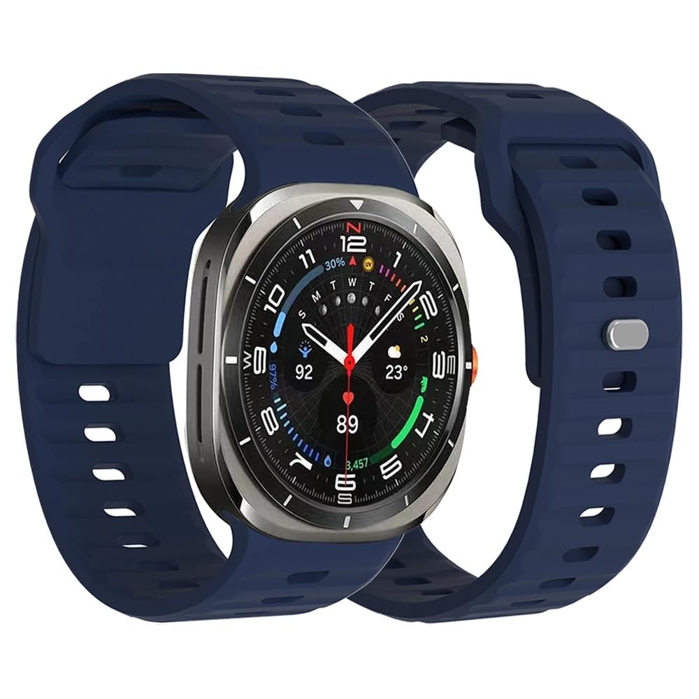 Nopatia Watch Band Compatible with Samsung Galaxy Watch 7 Ultra 47mm, No Gap Curved Strap, Soft Silicone Replacement Strap, Waterproof Sport Loop for Men Women