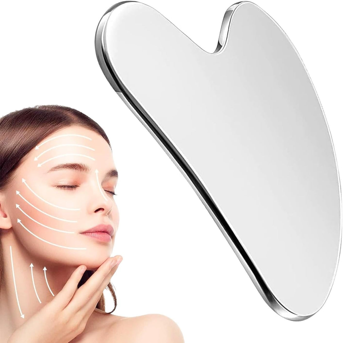 Gua Sha Facial Stainless Steel for Skin Firming Reducing Puffiness & Improving Blood Circulation