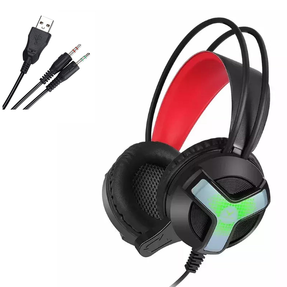 GH31 Gaming Headset, 7.1 Surround Sound Headset with Microphone, For Games, PC Headphones, Heavy Bass, Telescopic, Noise Isolation, Wired, FPS Compatible, LED Light,