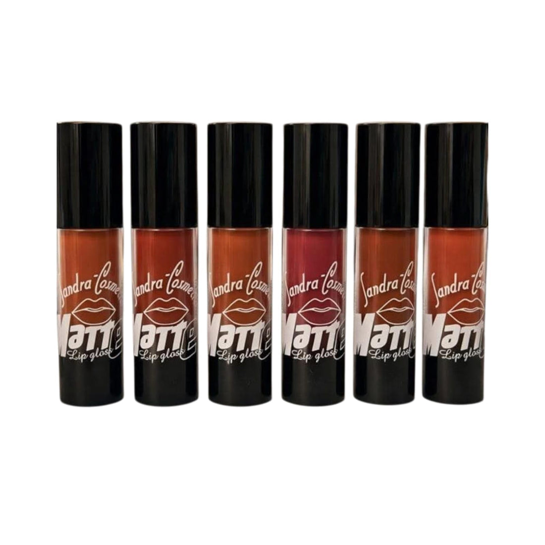 Matte Lip Gloss, 6 Pieces, Matte Finish, Multicolor Red, Brown, Orange