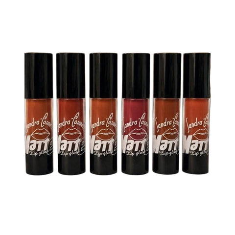 Matte Lip Gloss, 6 Pieces, Matte Finish, Multicolor Red, Brown, Orange