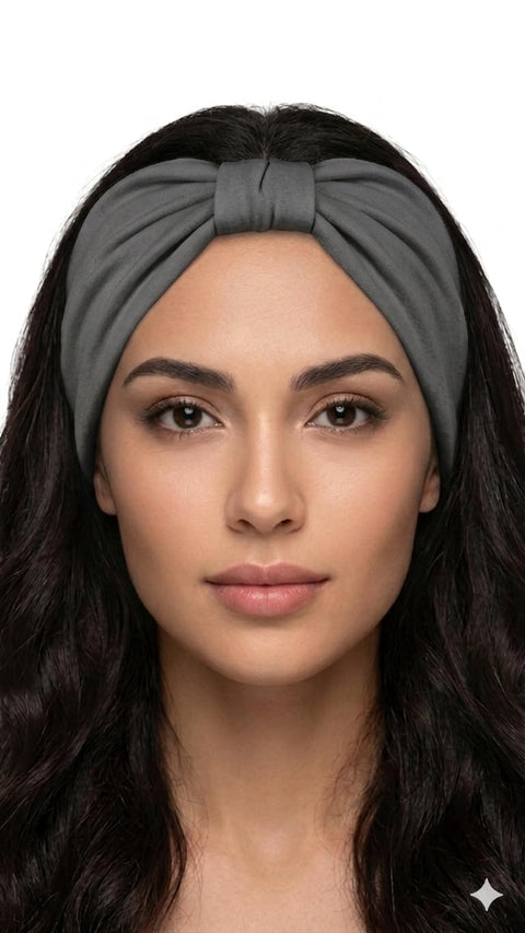 Wide Elastic Headband for Women and Girls, Soft Stretchable, 14 cm Width, Non-Slip, for Yoga, Sports, Makeup, and Daily Wear (Dark Grey)