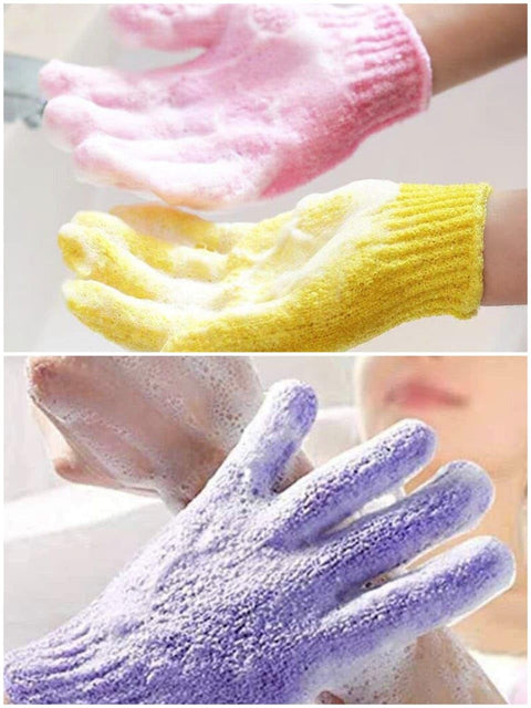 Exfoliating Shower Gloves 3 Pack – Gentle Body Scrub Mitts for Smooth & Healthy Skin, Reusable Exfoliator Gloves for Men & Women, Spa Quality, Easy to Maintain, Perfect Gift Choice