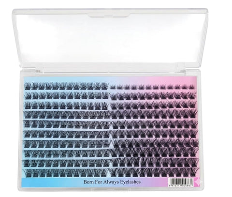 LAHES 300PCS - Extensions Individual Lash Volume 6D mink - FREE EYELASHES - Natural Eyelashes (40 MM TO 100 MM-MIX)-ONE BY ONE-w0c+w02-9 to 14MIX -2 shape
