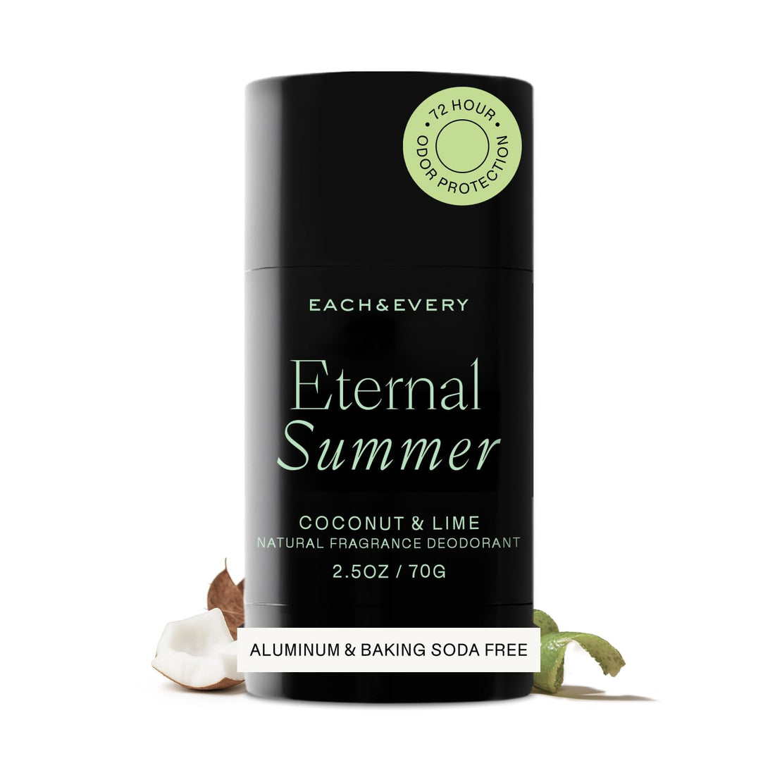 Each & Every Aluminum Free Deodorant for Women & Men – Natural Fragrance All Day Odor Protection, Non-Toxic Deodorant for Sensitive Skin, EWG Verified, Baking Soda Free - Coconut & Lime Scent, 2.5oz