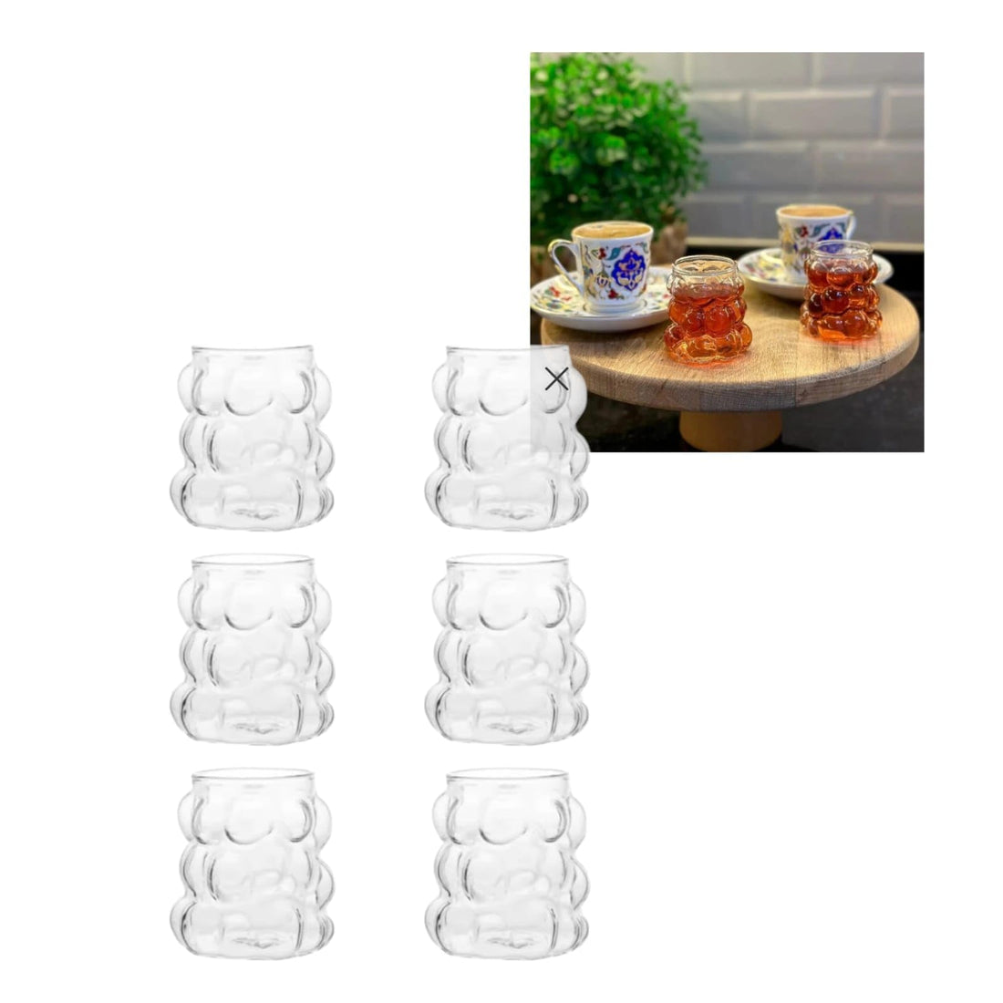 Volura Grape Coffee Cups, Set of 6, 50 ml, Clear Glass