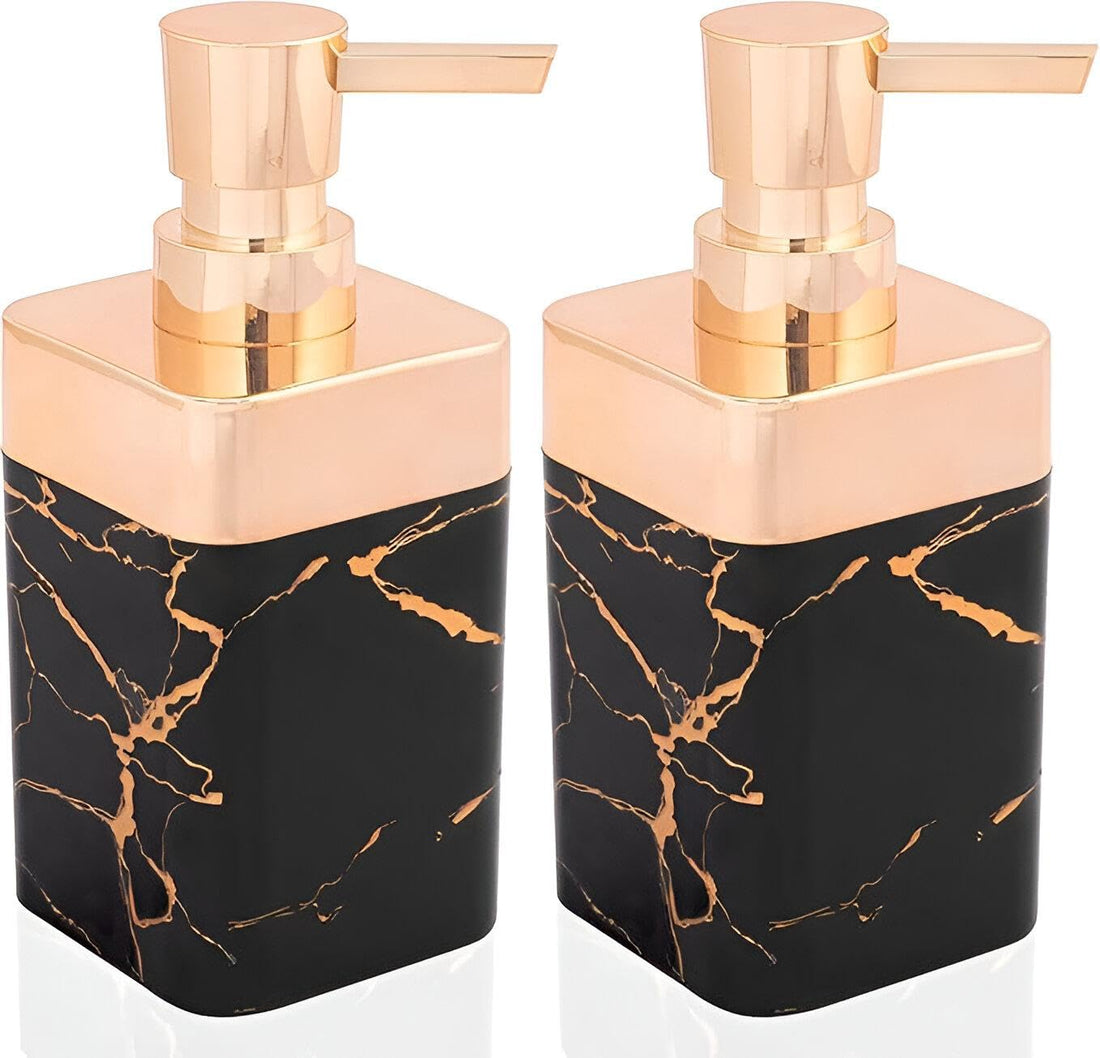 Hand and Body Soap Dispenser-Multifunctional Liquid Dispenser for Bathroom and Kitchen, Suitable for Manual Soap, Shower Gel, Shampoo, Disinfectant, Rust Resistant Pump (2pcs Black)