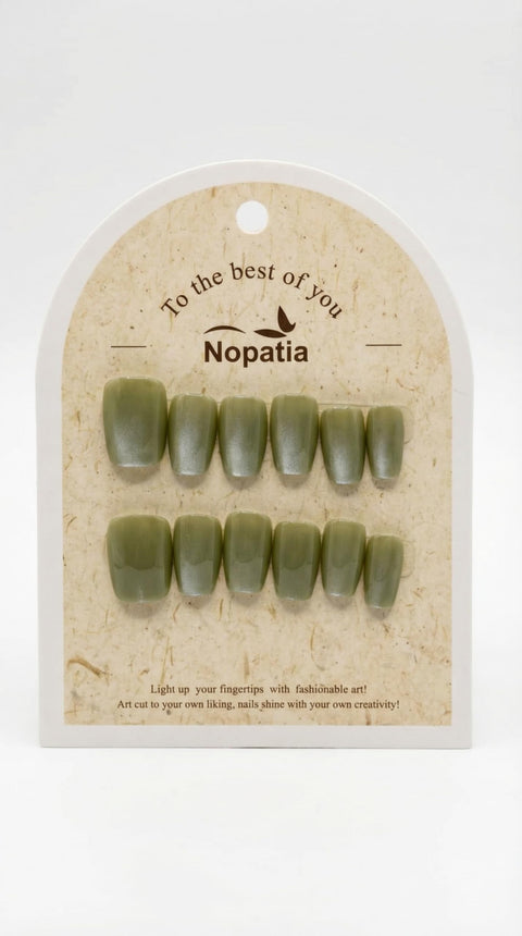 Nopatia Charming Cat Eye False Nail Kit - Glossy & Shiny False Nails for Professional Salon Look at Home - Easy to Apply & Long Lasting (Lemon)