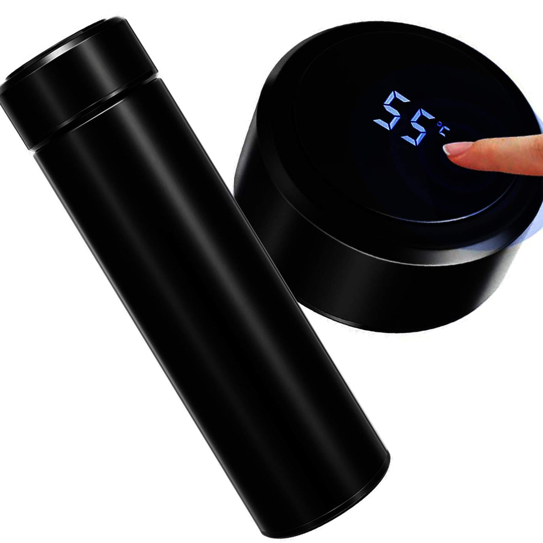 Coffee Travel Mug Leakproof Smart Mug 500ml Insulated Coffee Mug Vacuum Insulating Cup 304 Stainless Steel, LED Touch Screen Temperature, Smart Mug Ideal for Heat and Cold(Black)