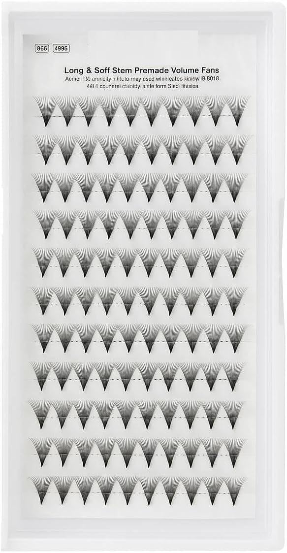 14D Premade Volume Lash Fans 9mm – 120 Pcs Long Stem Cluster Lashes for Natural-Looking Volume – Lightweight Individual Fans for Eyelash Extension Application