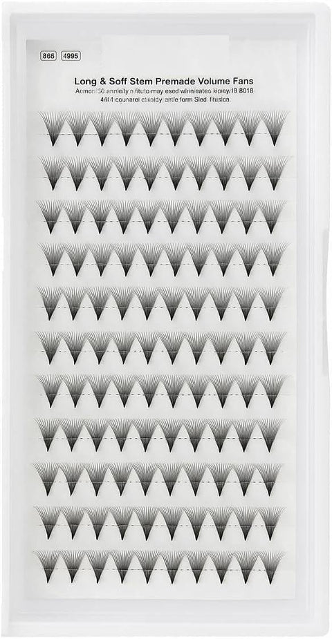 14D Premade Volume Lash Fans 9mm – 120 Pcs Long Stem Cluster Lashes for Natural-Looking Volume – Lightweight Individual Fans for Eyelash Extension Application