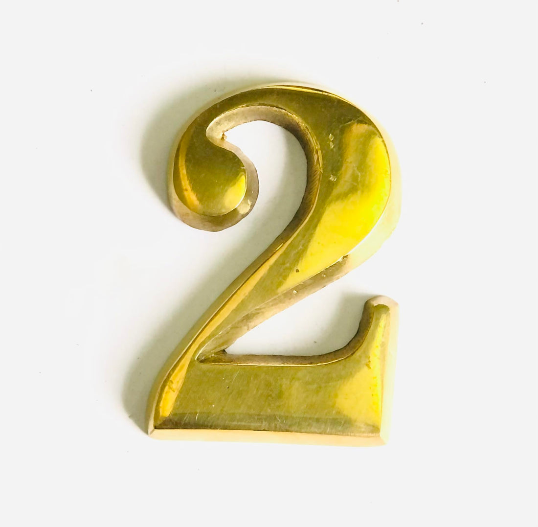 Door Sign Number 2 Wooden Door Accessories Apartment Door Numbers Material Copper Made in Egypt