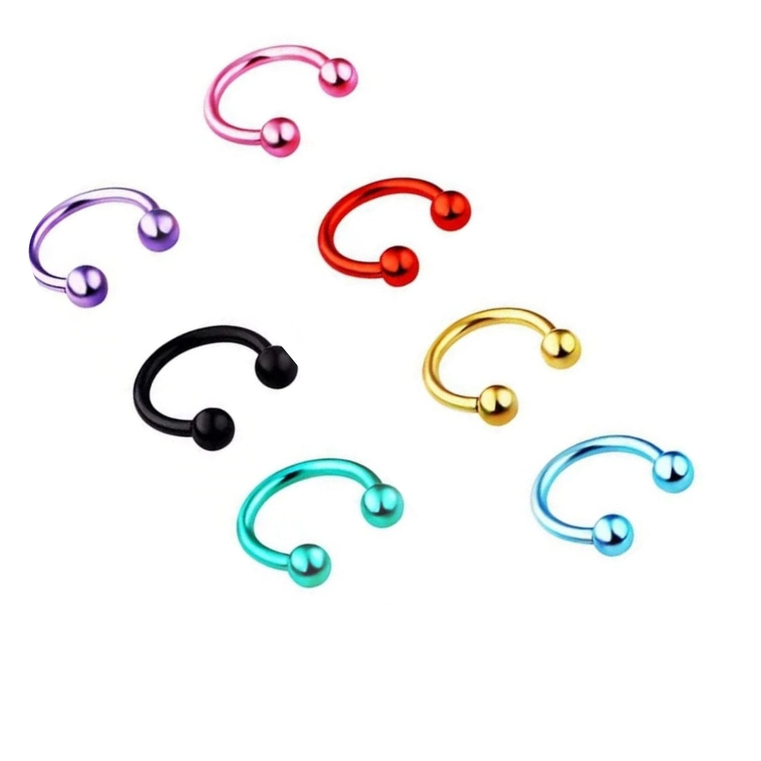 7/pcs Stainless Steel Segment Ring Ear Piercings For Women Men Nose Ring Lip Eyebrow Piercings Captive Bead Ring Body Jewelry