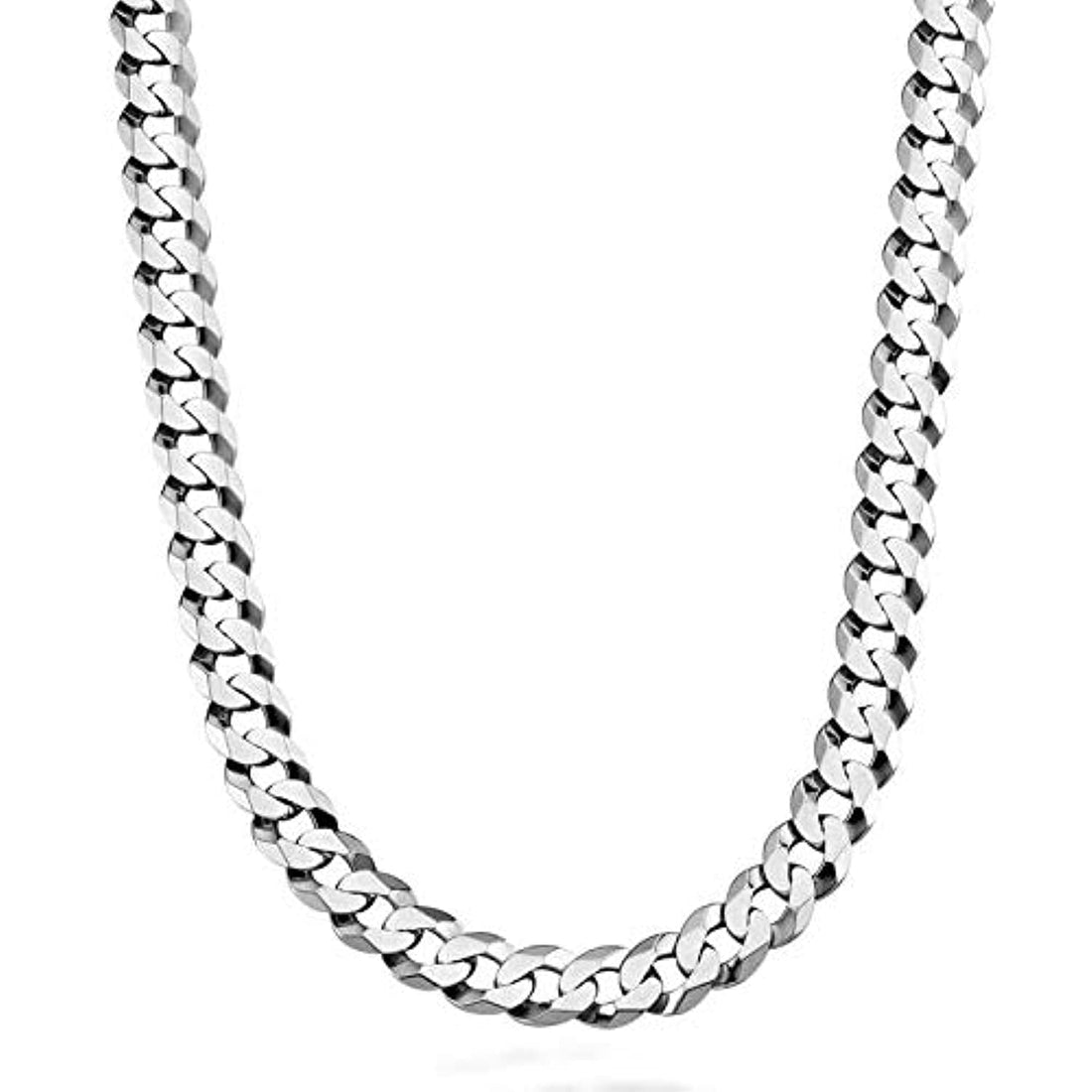 Stainless Steel Cuban Link Curb Rope Chain Necklace for Men Women, 5/7/9 mm Width, 20/22/24 inch Length, Metal, base- Silver