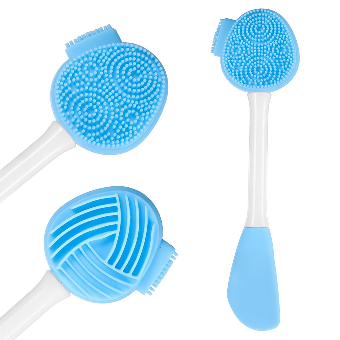 Blue Face Scrubber, Silicone Face Mask Brush Manual Facial Cleansing Brush Faces Exfoliator Scrubber Exfoliating Lip Brushes Facial Skin Care Tool for Makeup Residues Removal Blackheads Whiteheads