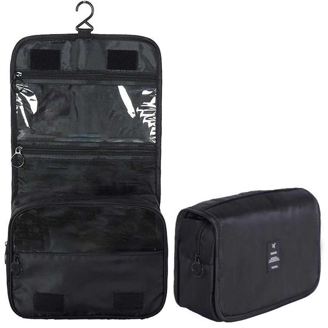 Travel Hanging Toiletry Bag Wash Bag, Foldable Wash Bag Makeup Cosmetic Bags, Portable Waterproof Organizer Bags for Men Women Girls (Black)