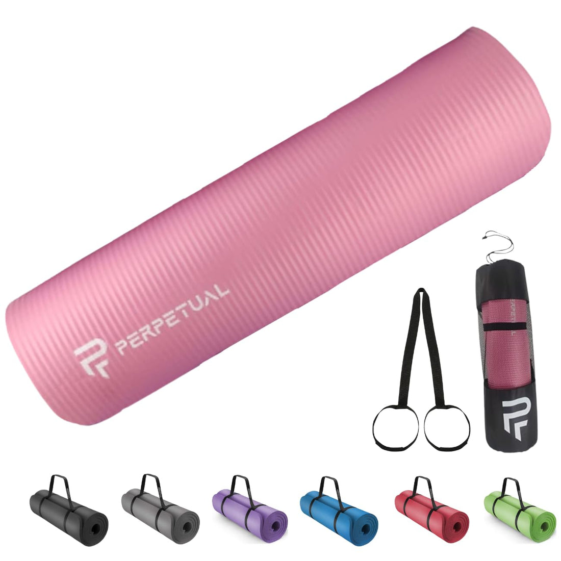 PERPETUAL Yoga and Pilates Mat 10/15 mm – Non-Slip Mat – with Strap and Carry Bag – Thick and Foldable Mat – Men/Women – Gym, Fitness and Exercises – Home Gym